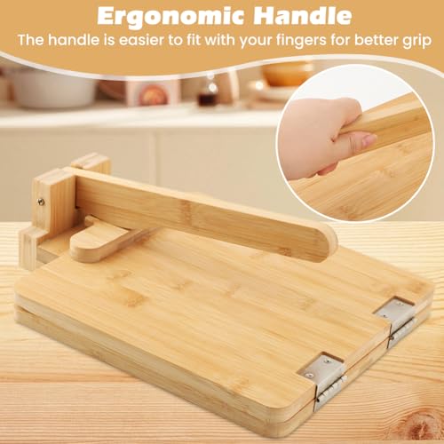 Trasylph Upgraded Bamboo Wooden Tortilla Press, 10 Inch Square Tortilla Maker with 60pcs Parchment Paper, Mexican Tortillera Presser Tortillas Pataconera Dough Press(COLOR:Wood Color) - Image 4