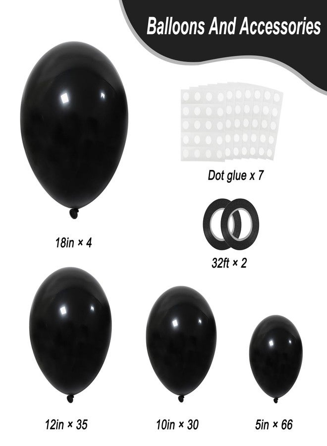 RUBFAC 135pcs Black Balloons Different Sizes 18 12 10 5 Inch for Birthday Party Graduation Anniversary Wedding Decorations - Image 2