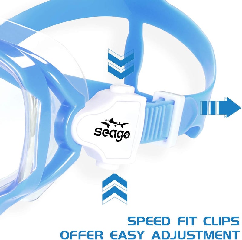 Seago Kids Swim Goggles Snorkel Diving Mask for Youth(5-15), Anti-Fog 180° Clear View - Image 4