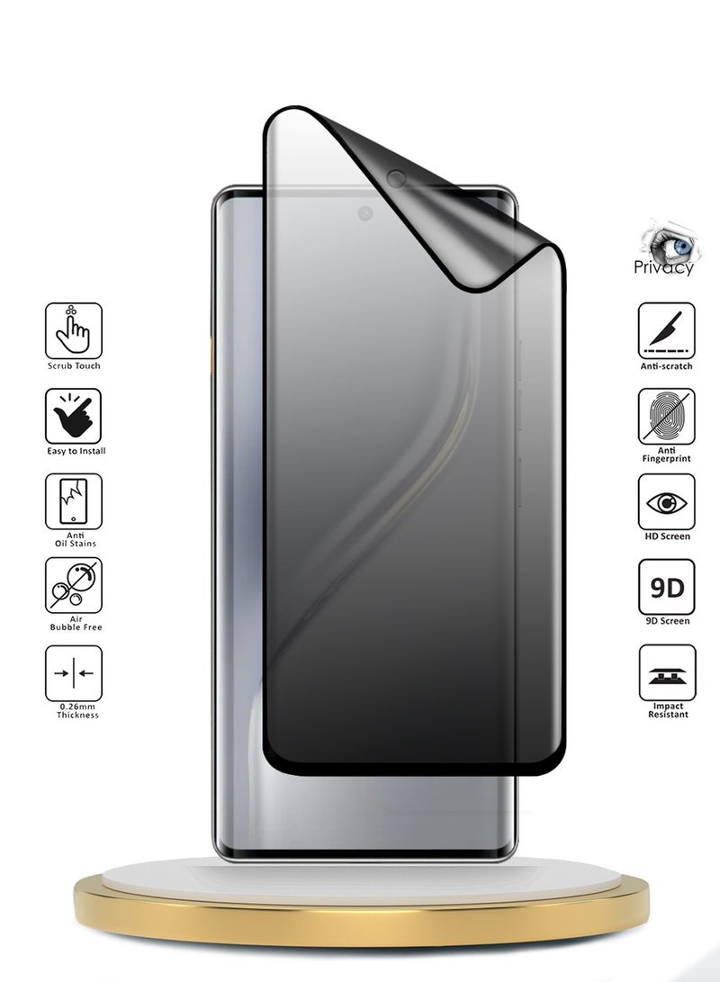 Wtech Tecno Camon 40 Pro 5G 2025 Premium Edge-Pro Matte Ceramic Privacy Full Glue Full Cover Matte Flexible Screen Protector (MSGPCP) - Clear/Black - Image 2