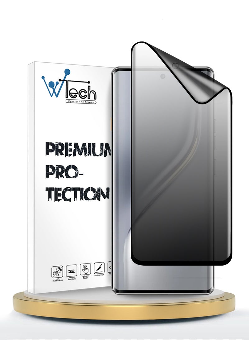 Wtech Tecno Camon 40 Pro 5G 2025 Premium Edge-Pro Matte Ceramic Privacy Full Glue Full Cover Matte Flexible Screen Protector (MSGPCP) - Clear/Black - Image 1