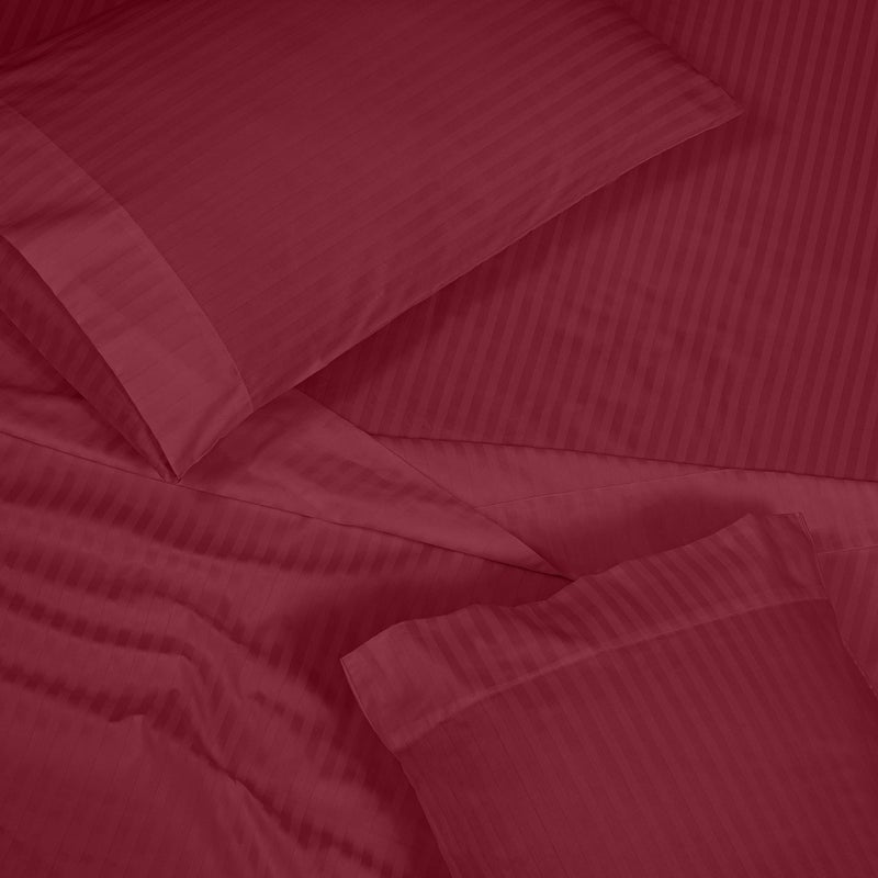 Royale Linens 300 Thread Count 100% Long Staple Combed Cotton Printed Sheet Set - 3 Piece Twin Bed Sheet - 1 Fitted Sheet  1 Flat Sheet  1 Pillow case - Cool & Crisp Sheet Set (Twin - Stripe Burgundy) - Image 4