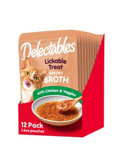 Hartz Hartz Delectables Savory Broths Chicken & Veggies Lickable Wet Cat Treats, 12 Count  - Image 1