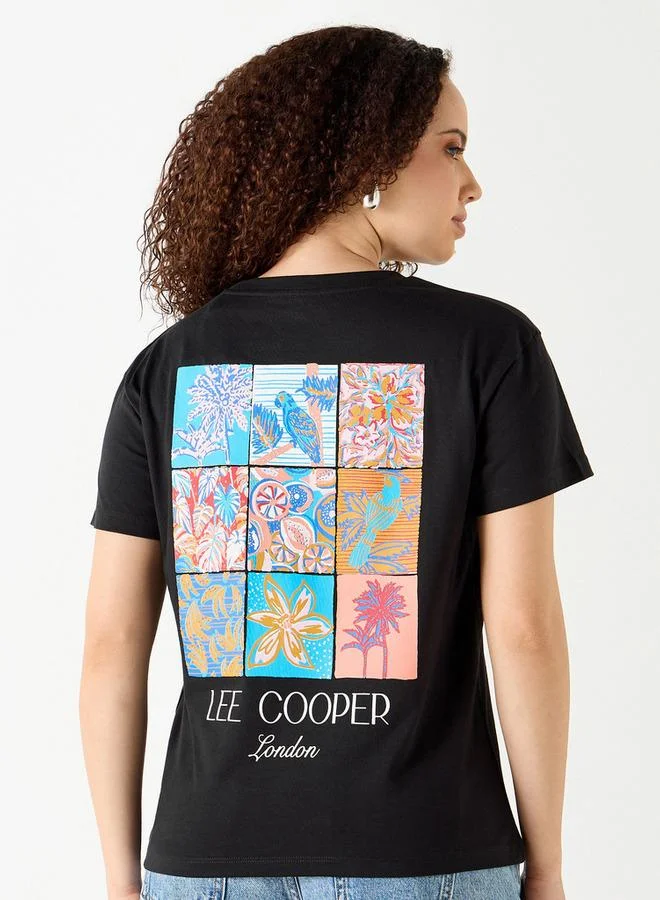 Lee Cooper Graphic Print Crew Neck T-shirt with Short Sleeves
