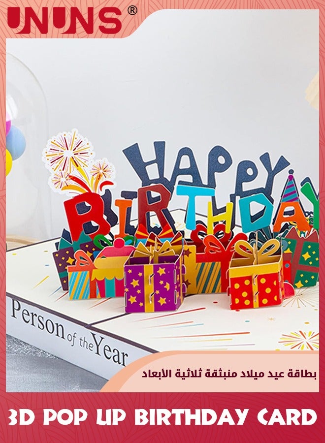UNUNS Happy Birthday Cards,3D Pop Up Birthday Card,Popup Birthday Greeting Cards With Blank Note And Envelope For Kids Women Mom Dad Wife Husband Businesses,Paper Carving Universal Birthday Card - Image 2