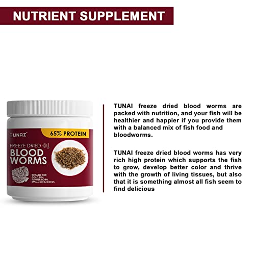 TUNAI Superior Freeze Dried Blood Worms 50G Natural Fish Food for All Life Stages Tropical Fishes Like Arowana, Oscar, Gold Fish, Flowerhorn, and Discus with 65% Protein - Image 4