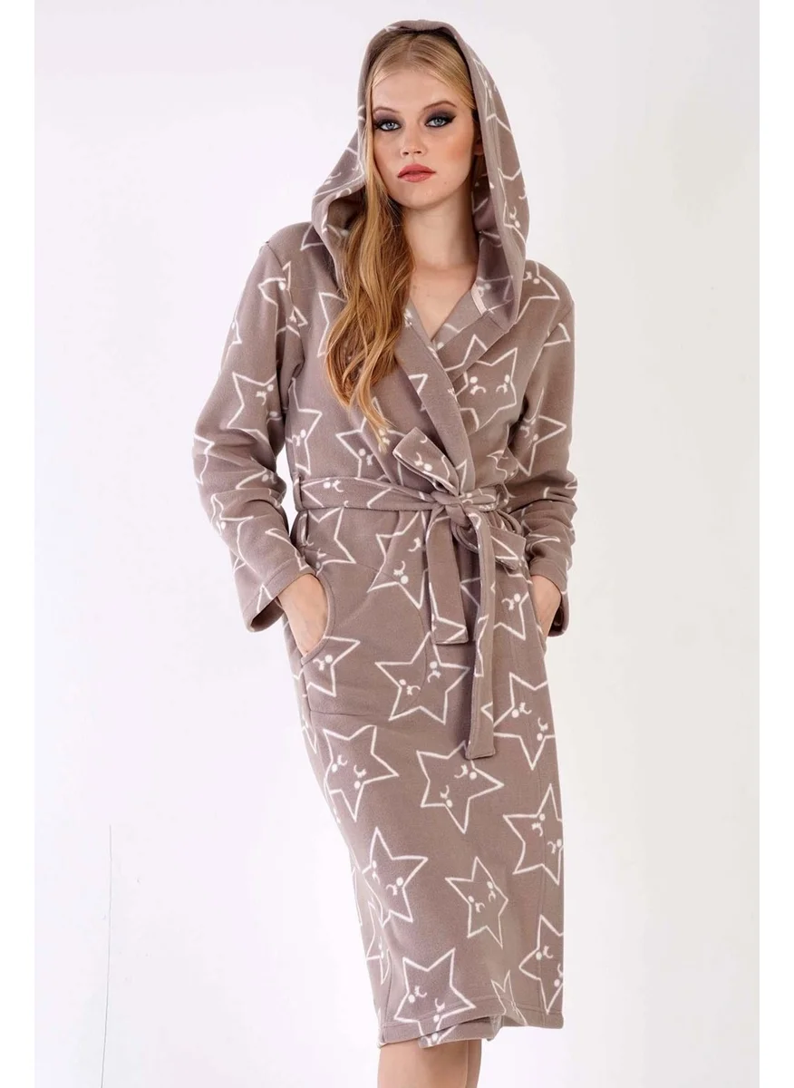 Vienetta Women's Hooded Polar Espresso Dressing Gown C3T0N4O045