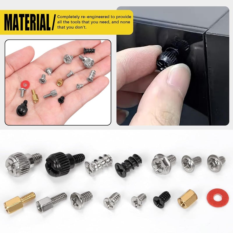 Mardatt 450Pcs Computer Screws Motherboard Standoffs Screw Kit, PC Computer Screws Kit Laptop Scew for Universal Motherboard, HDD, SSD, Hard Drive, Case, Fan, CD-ROM - Image 5