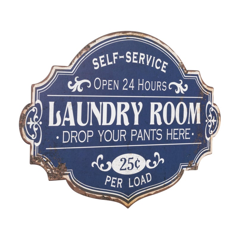 Creative CoOp Vintage Metal Laundry Room Wall Sign with Distressed Finish