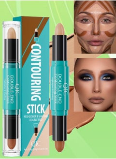 QIC Double ended 2 in1 Contouring Stick Highlighting Contour Highlighter Makeup Stick Eye Concealer Stick Facial Highlighter Makeup Mineral Contour Concealer Smooth Cream Bronzer Stick Shading Stick 03  - Image 1