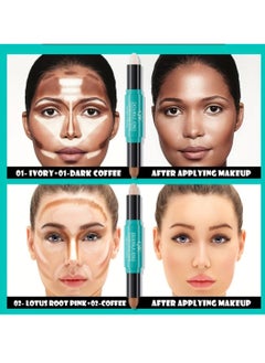 QIC Double ended 2 in1 Contouring Stick Highlighting Contour Highlighter Makeup Stick Eye Concealer Stick Facial Highlighter Makeup Mineral Contour Concealer Smooth Cream Bronzer Stick Shading Stick 03  - Image 2