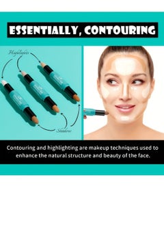 QIC Double ended 2 in1 Contouring Stick Highlighting Contour Highlighter Makeup Stick Eye Concealer Stick Facial Highlighter Makeup Mineral Contour Concealer Smooth Cream Bronzer Stick Shading Stick 03  - Image 3
