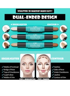 QIC Double ended 2 in1 Contouring Stick Highlighting Contour Highlighter Makeup Stick Eye Concealer Stick Facial Highlighter Makeup Mineral Contour Concealer Smooth Cream Bronzer Stick Shading Stick 03  - Image 4