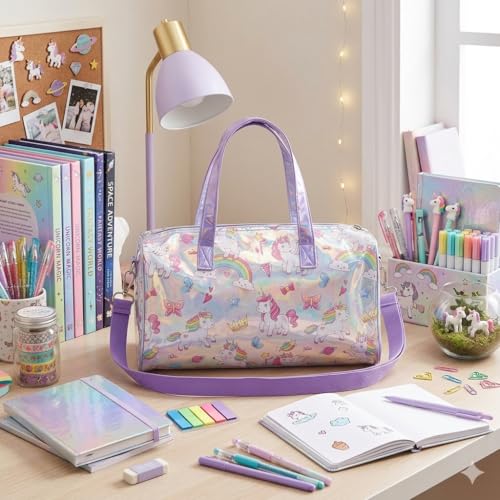 Happy Hues Duffle Bag – Travel & Gym Bag for Girls with Rainbow Straps (Multi Uni) - Image 2