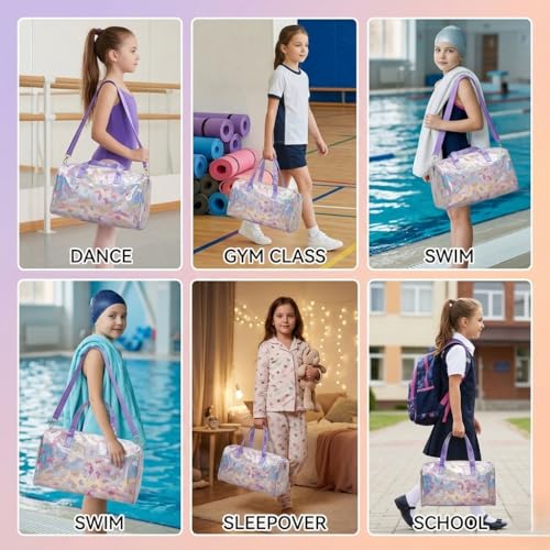 Happy Hues Duffle Bag – Travel & Gym Bag for Girls with Rainbow Straps (Multi Uni) - Image 4