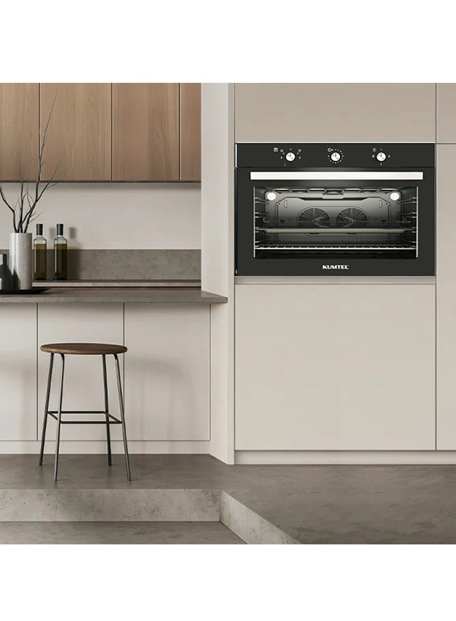Kumtel Built-in Electric Oven - 90*60 cm - 105L - Made in Turkey - Black - A9-SF3/B - Image 5