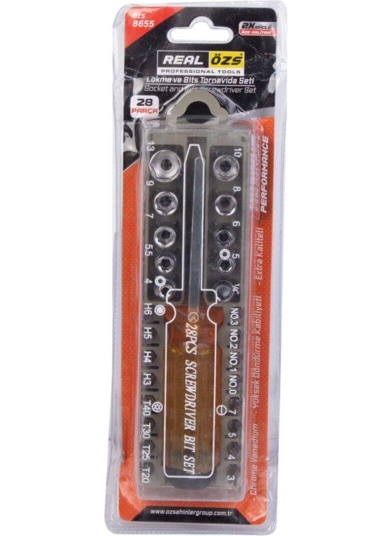 Real Özs Socket and Bits Screwdriver Set 28 Pieces ÖZS8655 