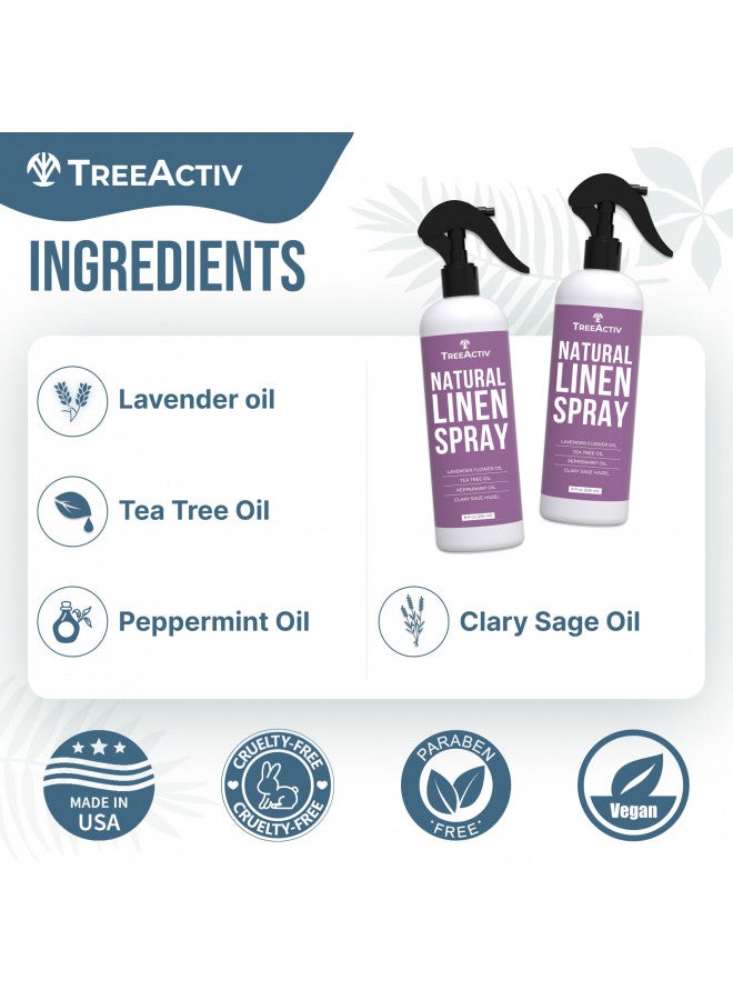 TreeActiv Natural Linen Spray, 8 fl oz, Lavender Spray for Sleep, Linen Spray for Beddings, Pillows, and Sheets, Lavender Bed Spray with Lavender and Tea Tree, Pillow Mist Freshener, 2000+ Sprays - Image 5