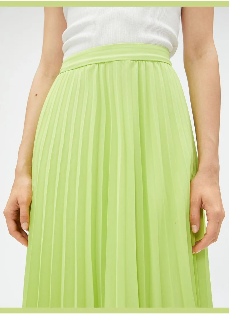 KOTON Elastic Waist Midi Chiffon Pleated Skirt