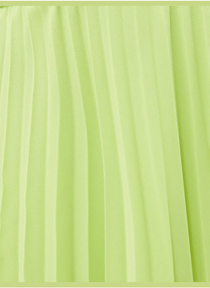 KOTON Elastic Waist Midi Chiffon Pleated Skirt