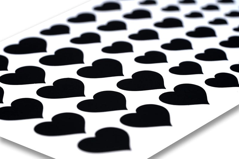 BLOCKED Stackable Webcam/Camera Vinyl Covers | 57 Low-Tack Restickable Webcam Sticker | 3-Sizes | Black 57-Pack Hearts (Muted Matte) - Image 3