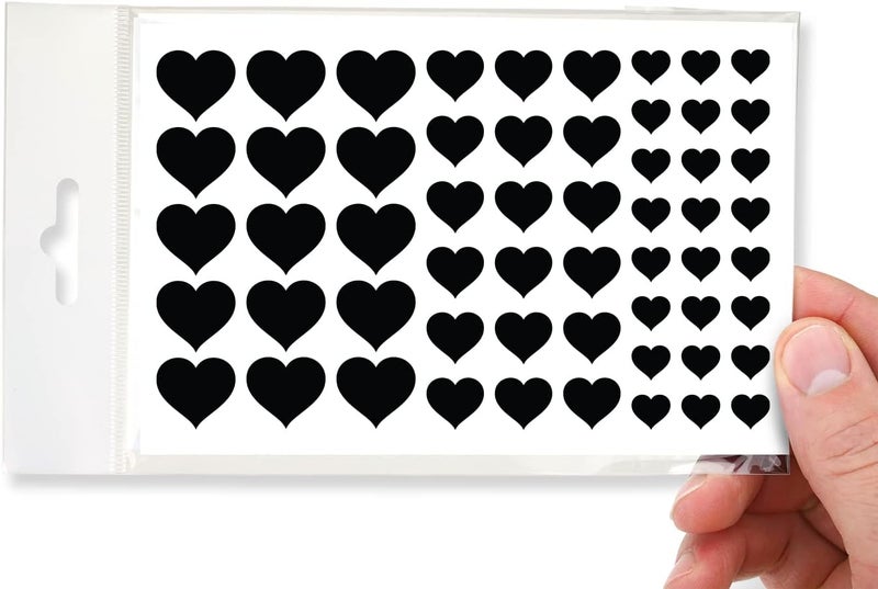 BLOCKED Stackable Webcam/Camera Vinyl Covers | 57 Low-Tack Restickable Webcam Sticker | 3-Sizes | Black 57-Pack Hearts (Muted Matte) - Image 1