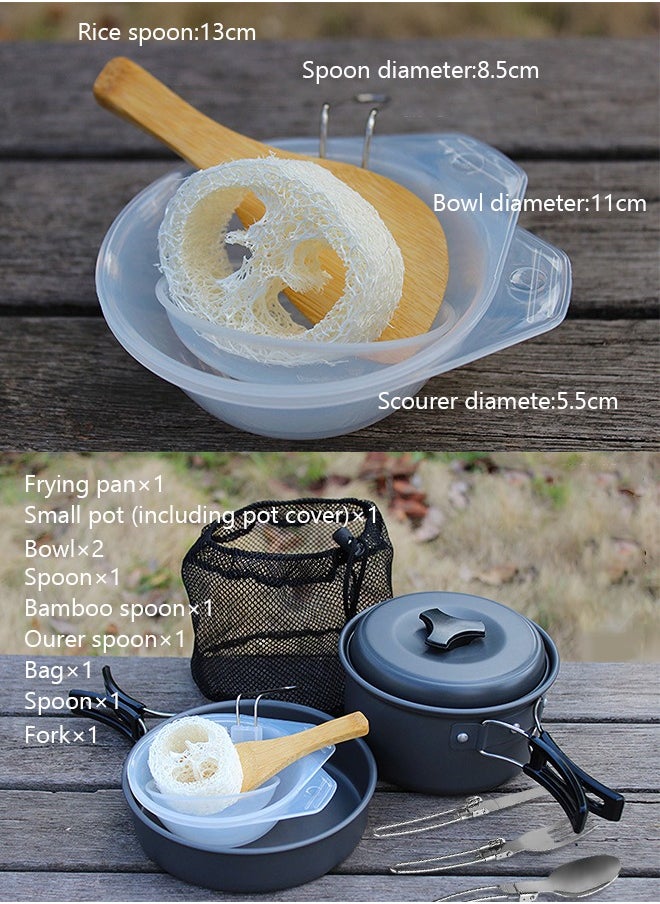 GROIC - Camping Cookware Set 11 Pcs Outdoor Mess Kit Lightweight & Compact Backpacking Cooking and Pans Set for Hiking Picnic Outdoor Camping Hiking - Image 1