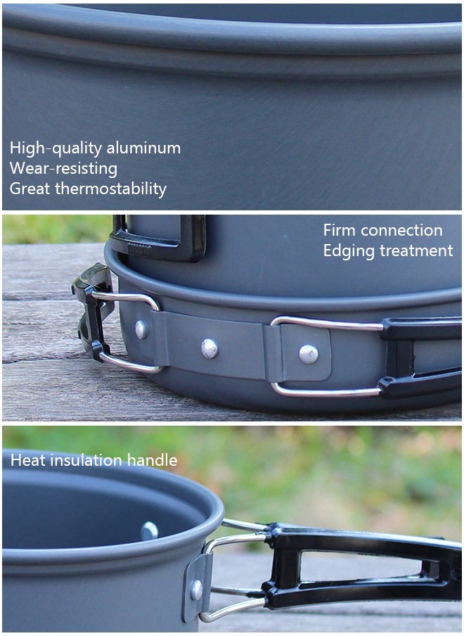 GROIC - Camping Cookware Set 11 Pcs Outdoor Mess Kit Lightweight & Compact Backpacking Cooking and Pans Set for Hiking Picnic Outdoor Camping Hiking - Image 1