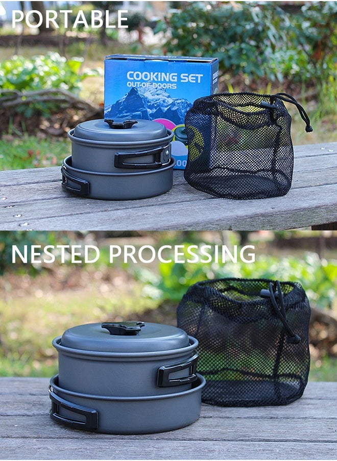 GROIC - Camping Cookware Set 11 Pcs Outdoor Mess Kit Lightweight & Compact Backpacking Cooking and Pans Set for Hiking Picnic Outdoor Camping Hiking - Image 1