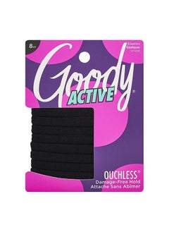 Goody Goody Thick Hair Ties - Athletic Hair Bands 8 Count, Black- Suitable for All Hair Types - Ouchless Hair Accessories for Women and Girls  - Image 1