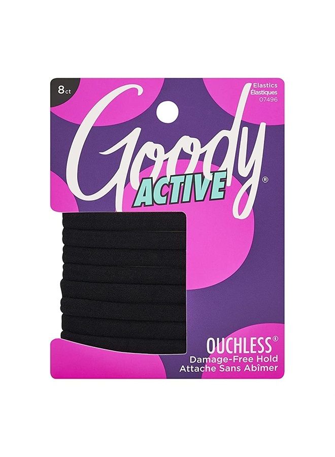 Goody رباطات شعر غودي السميكة - أشرطة شعر رياضية 8 قطع، سوداء - مناسبة لجميع أنواع الشعر - ملحقات شعر بدون ألم للنساء والفتيات - Image 1