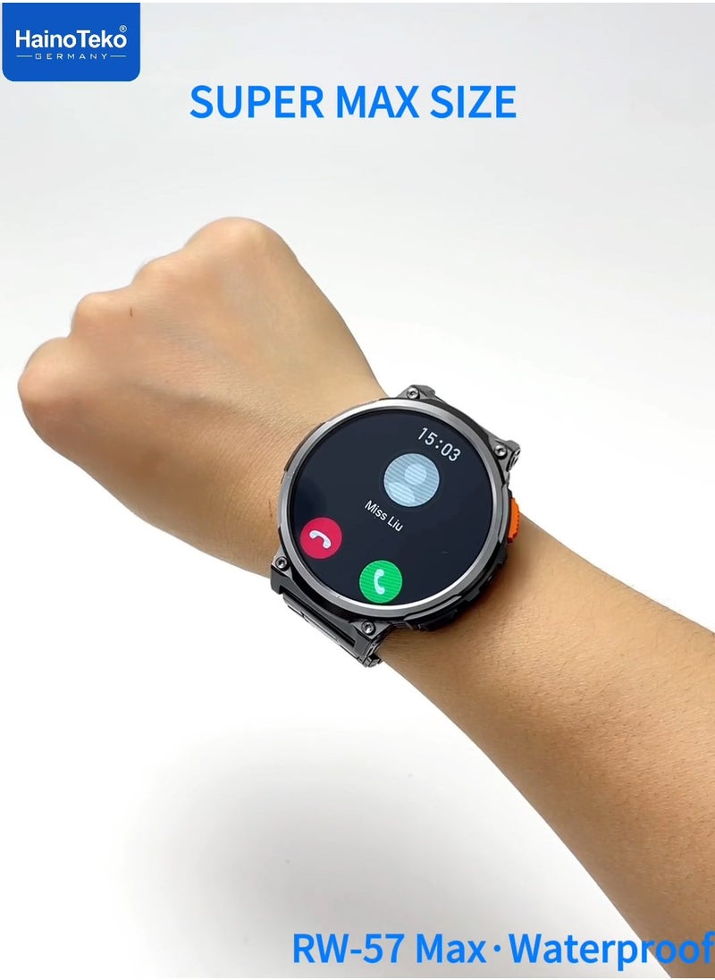 Haino Teko - Haino Teko RW-57 Max Waterproof Smartwatch With Large Screen AMOLED Display Built in Flash Light 3 Pair Straps and Charging Cable Designed For Men - Image 1