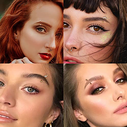 Drperfect 12 PCS Rook Piercing Jewelry Rook Earrings for Women Men Eyebrow Rings 16G Stainless Steel Curved Barbell Dangle CZ Belly Lip Ring Cartilage Daith Surface Tragus Piercing Jewelry - Image 4