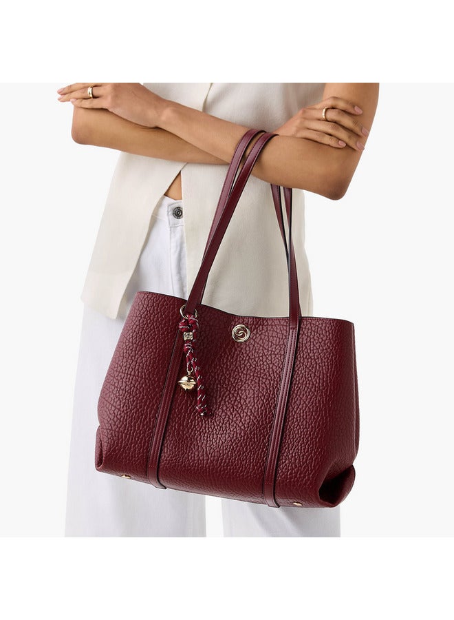 Celeste Women Textured Tote Bag with Pouch and Zip Closure  - Image 2
