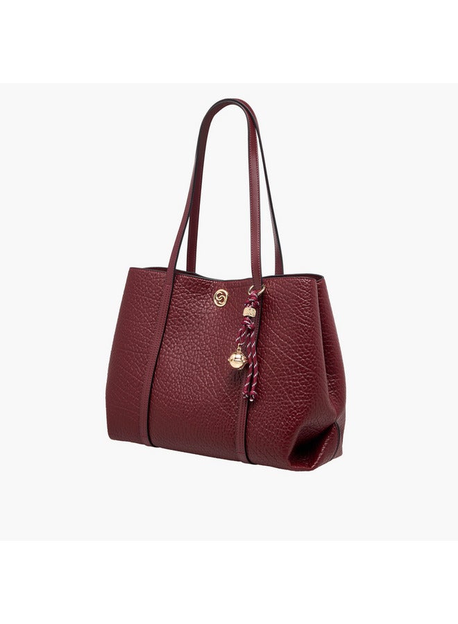 Celeste Women Textured Tote Bag with Pouch and Zip Closure  - Image 4