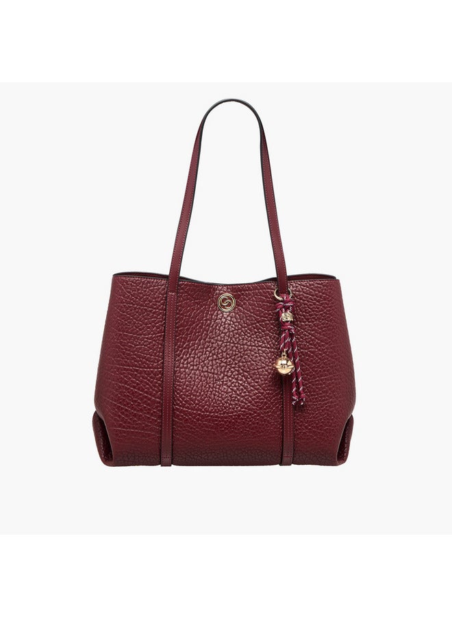 Celeste Women Textured Tote Bag with Pouch and Zip Closure  - Image 3