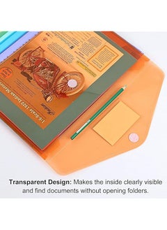 erorex 12 Pack Plastic Envelopes A4 Size File Folder With Button Snap Closure And Label 8 Assorted Colors  - Image 2