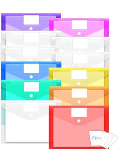 erorex 12 Pack Plastic Envelopes A4 Size File Folder With Button Snap Closure And Label 8 Assorted Colors  - Image 1