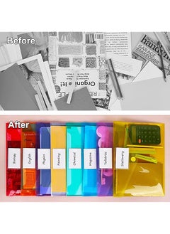 erorex 12 Pack Plastic Envelopes A4 Size File Folder With Button Snap Closure And Label 8 Assorted Colors  - Image 4