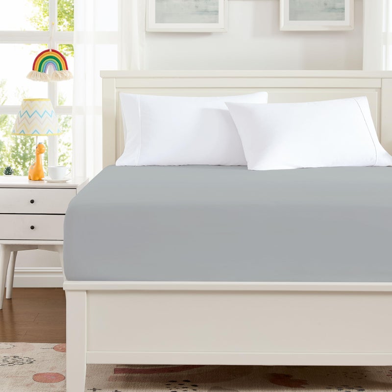 Hotella 100% Microfiber Full Size Fitted Sheet Only, 54"x75" Hotel Quality Deep Pocket Bottom Sheet, Up to 14" Matress Protector, Machine Washable and Non-Fade, Snug Fit & Stay in Place,Light Gray - Image 4