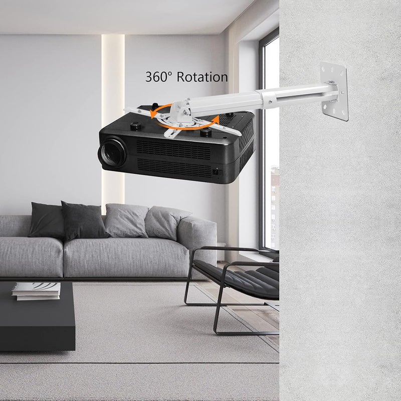 سوبتيكس حامل سقفي للمشاريع من سوبتيك ( Projector Ceiling Mount)، حامل جداري للمشاريع يدور 360 درجة ويمكن تدويره 90 درجة ويمكن ميله 90 درجة، مع قضيب تمديد بطول 210-540 مم للم��اريع بوزن يصل إلى 13.6 كجم، وثقوب تثبيت بقطر 70-300 مم، حامل المشروع السقفي باللون الأبيض PR05W - Image 5