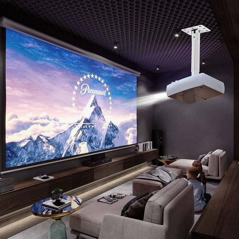 سوبتيكس حامل سقفي للمشاريع من سوبتيك ( Projector Ceiling Mount)، حامل جداري للمشاريع يدور 360 درجة ويمكن تدويره 90 درجة ويمكن ميله 90 درجة، مع قضيب تمديد بطول 210-540 مم للم��اريع بوزن يصل إلى 13.6 كجم، وثقوب تثبيت بقطر 70-300 مم، حامل المشروع السقفي باللون الأبيض PR05W - Image 2