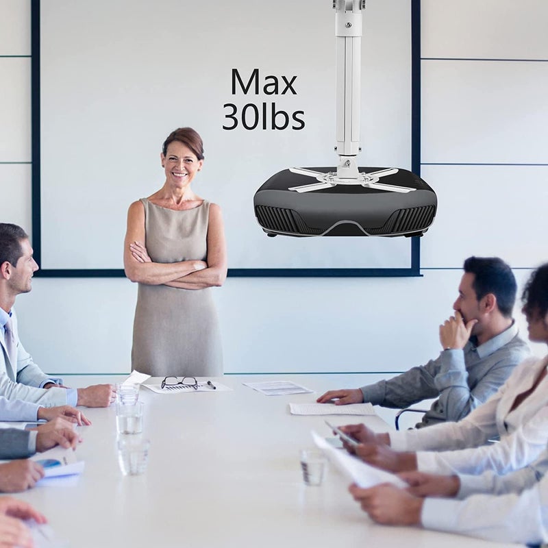 سوبتيكس حامل سقفي للمشاريع من سوبتيك ( Projector Ceiling Mount)، حامل جداري للمشاريع يدور 360 درجة ويمكن تدويره 90 درجة ويمكن ميله 90 درجة، مع قضيب تمديد بطول 210-540 مم للم��اريع بوزن يصل إلى 13.6 كجم، وثقوب تثبيت بقطر 70-300 مم، حامل المشروع السقفي باللون الأبيض PR05W - Image 4