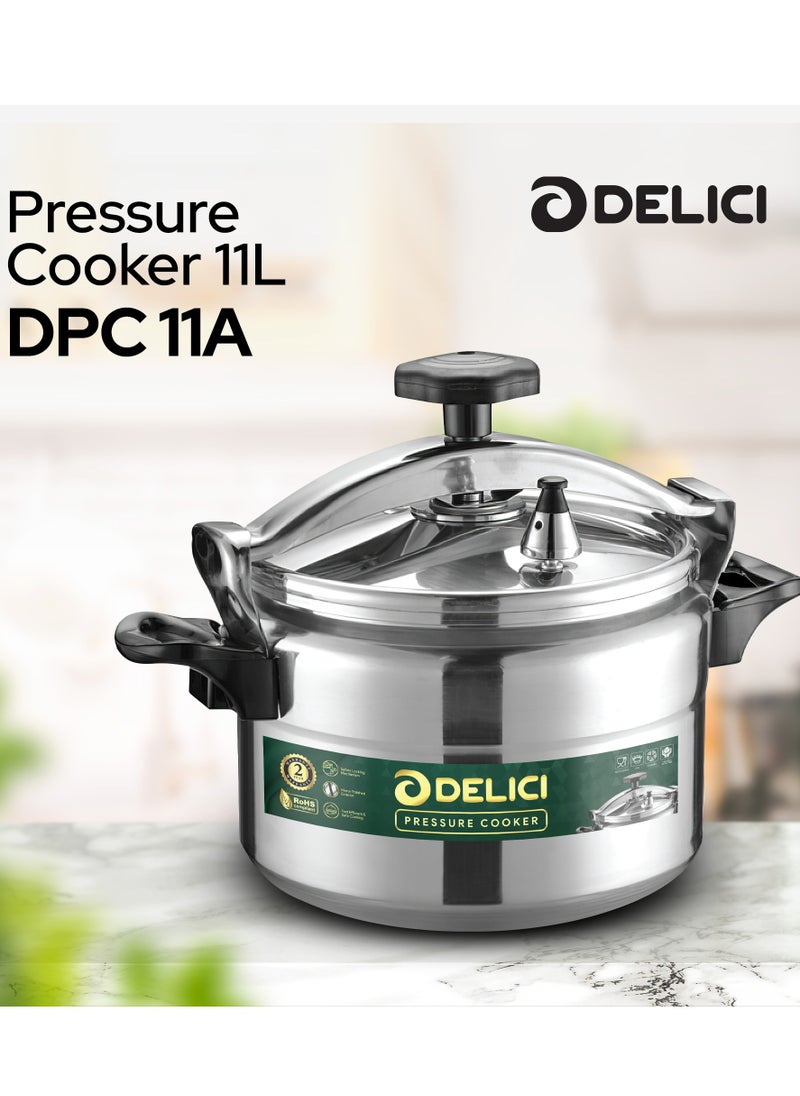 DELICI - Aluminum Pressure Cooker 11L , Fast, Efficient, and Safe Cooking with Durable Body, Safety Locking Mechanism, Arabic cooker - Image 1