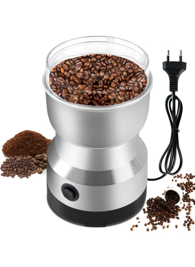 Generic Electric Coffee Grinder – Stainless-Steel Blade Bean & Spice Grinder, One-Touch Operation, Transparent Lid, Easy-Clean Bowl – Portable Household Mill for Coffee Beans, Nuts & Seeds – Silver – 1pcs - Image 1