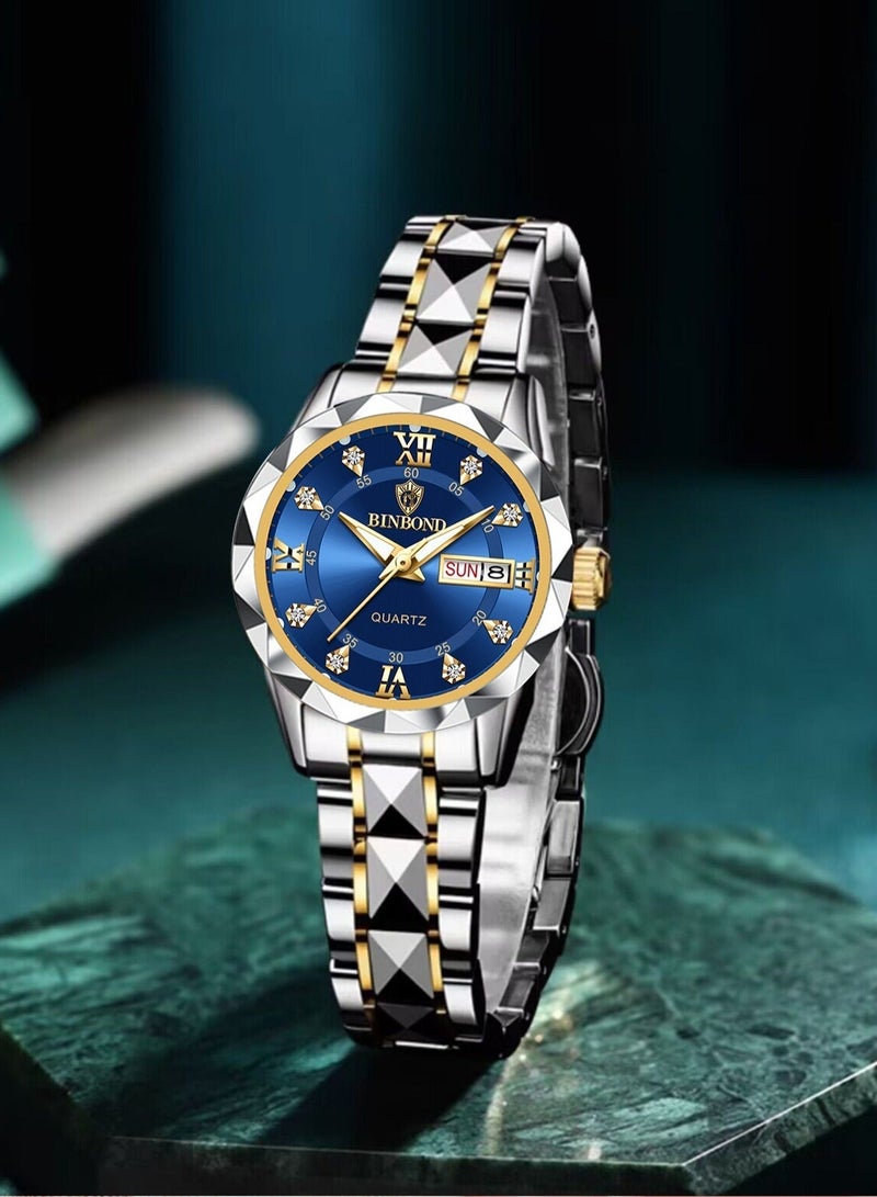 بينبوند ساعات كوارتز نسائية فاخرة من الكوارتز للسيدات مقاومة للماء ومضيئة وتاريخ من الفولاذ المقاوم للصدأ ساعة يد هدية لصديقة - Image 5