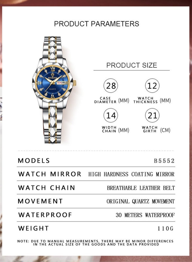 بينبوند ساعات كوارتز نسائية فاخرة من الكوارتز للسيدات مقاومة للماء ومضيئة وتاريخ من الفولاذ المقاوم للصدأ ساعة يد هدية لصديقة - Image 4