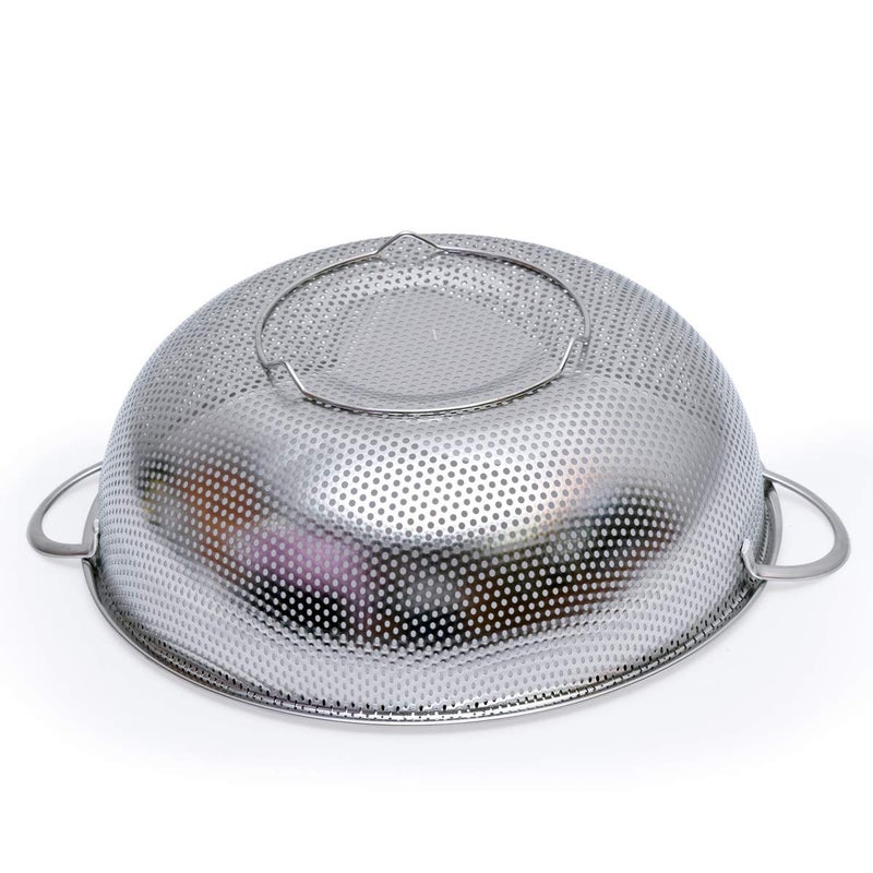 Vruta Multipurpose Stainless Steel Kitchen Colander Strainer for Rice, Noodles, Fruits, Vegetables and Grain/Basin Basket with Handle/Filter Kitchen Washing Bowl (Silver) - Image 5
