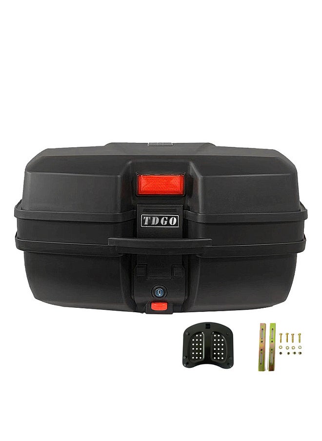 Generic 48L Motorcycle Tail Box Quick Release Rear Trunk Large Capacity Motorbike Luggage Storage Case Waterproof with 2 Keys Mounting Base Plate for 2 Helmets  - Image 1