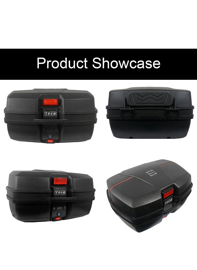 Generic 48L Motorcycle Tail Box Quick Release Rear Trunk Large Capacity Motorbike Luggage Storage Case Waterproof with 2 Keys Mounting Base Plate for 2 Helmets  - Image 2